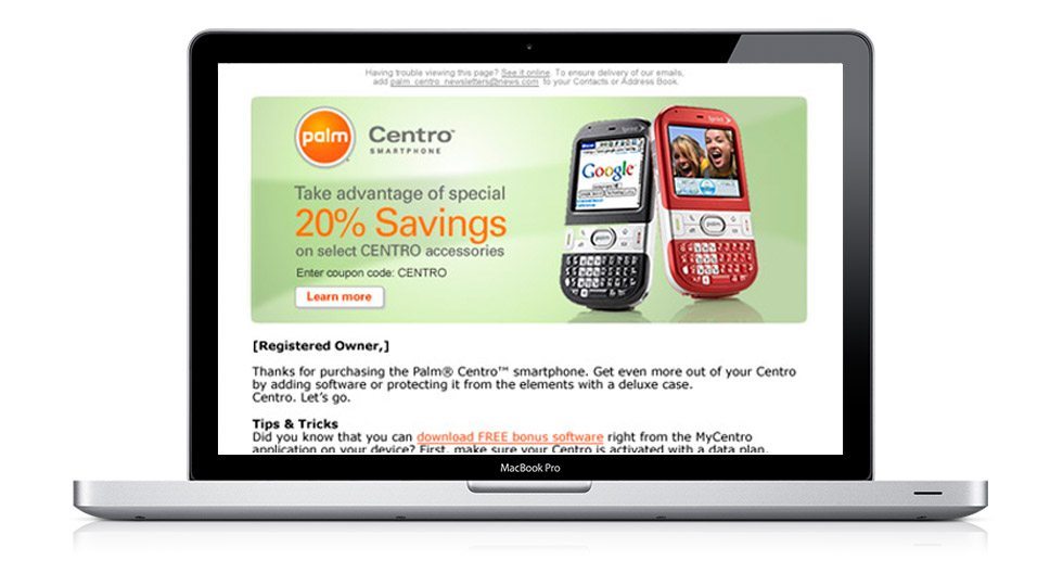 Palm Centro Promotional eMail Campaign