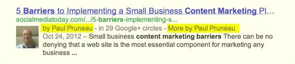 Google+ authorship search result
