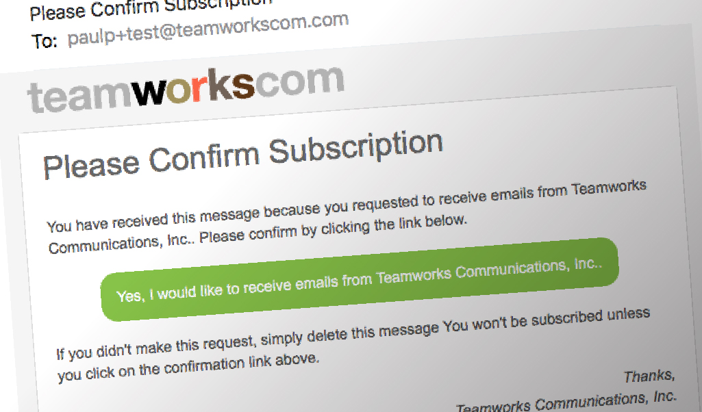 Verify email subscribers | TeamworksCom